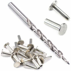 Cutlery Rivets With Step Drill Combo Kit - (.312HD X .155 SD X .520 OAL) - (Nickel Silver)