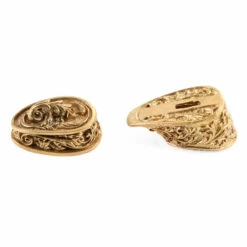 Pommel/Guard Set - Engraved Floral Scroll Set - Bronze