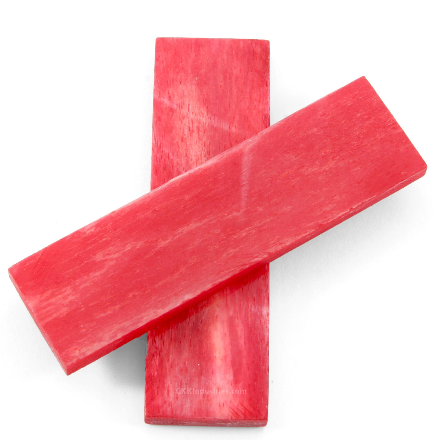 Bone Handle Scale Set - (Flat Top) - (Stabilized) - (Watermelon) - (3.0 X 1.0 X 0.156) 4 Bone Handle Scale Set - (Flat Top) - (Stabilized) - (Watermelon) - (3.0 X 1.0 X 0.156) - Image 2