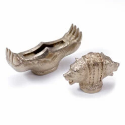 Pommel/Guard Sword Set - Bear Head And Claws Set - Nickel Silver