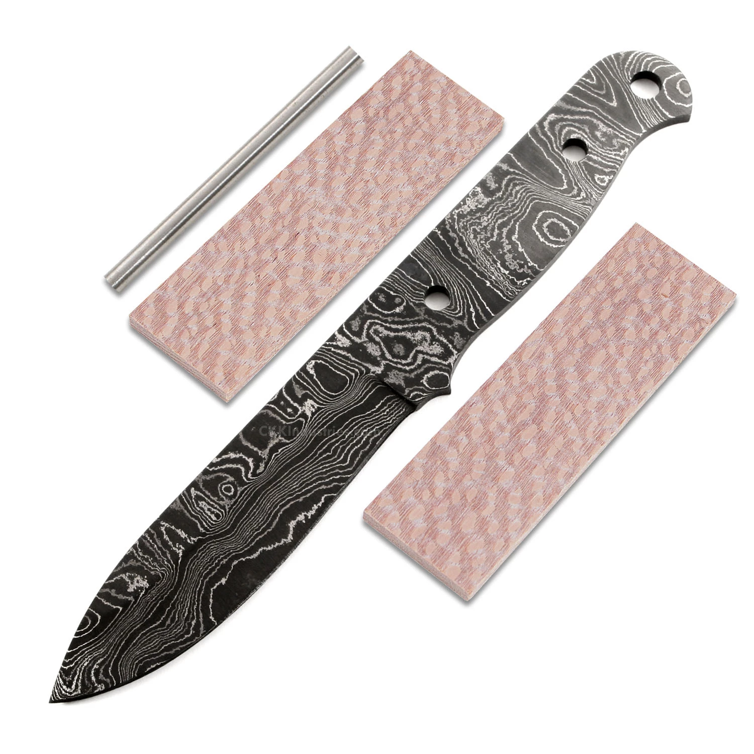 *Big Sky Knife Kit - (USA Damascus) - DIY Blade Kit W/Lacewood Scales 3 *Big Sky Knife Kit - (USA Damascus) - DIY Blade Kit W/Lacewood Scales
