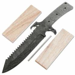 *Alien Hunter Knife Kit - (USA Damascus) - DIY Blade Kit W/Canarywood Scales