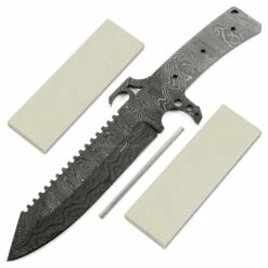 *Alien Hunter Knife Kit - (USA Damascus) - DIY Blade Kit W/Curly Maple Scales