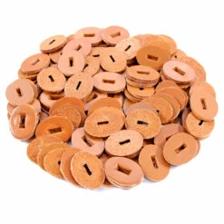 Leather Handle Washers - Oval - (1.30 X 1.00 X .125) - (London Tan) - USA Made - (100 Pack) -Knife Kits Sales Shop handle washers london tan 100 2 1500