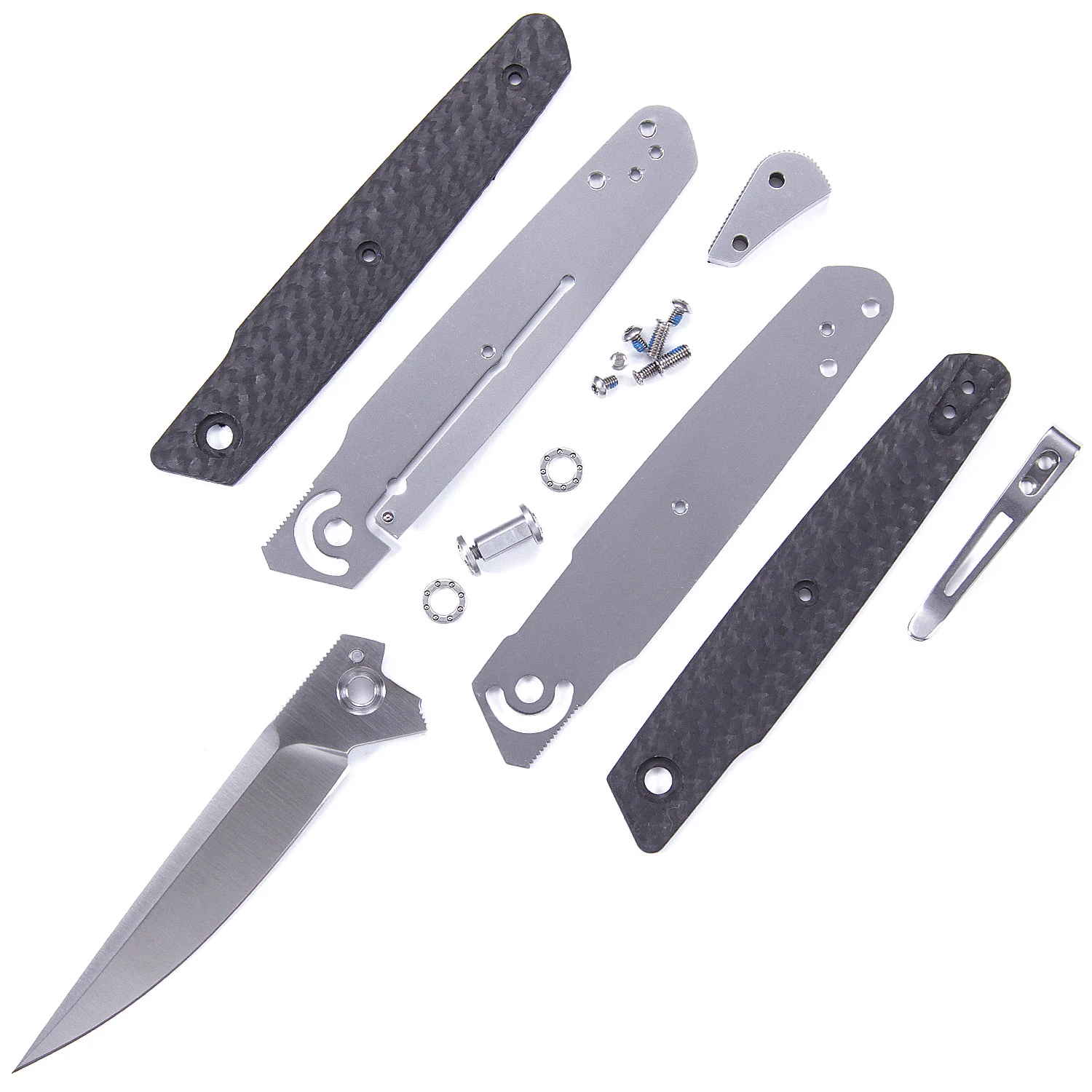 M63 Knife Kit - Dual Bearing Flipper Design - DIY Parts Kit W/Carbon Fiber Handles 3 M63 Knife Kit - Dual Bearing Flipper Design - DIY Parts Kit W/Carbon Fiber Handles