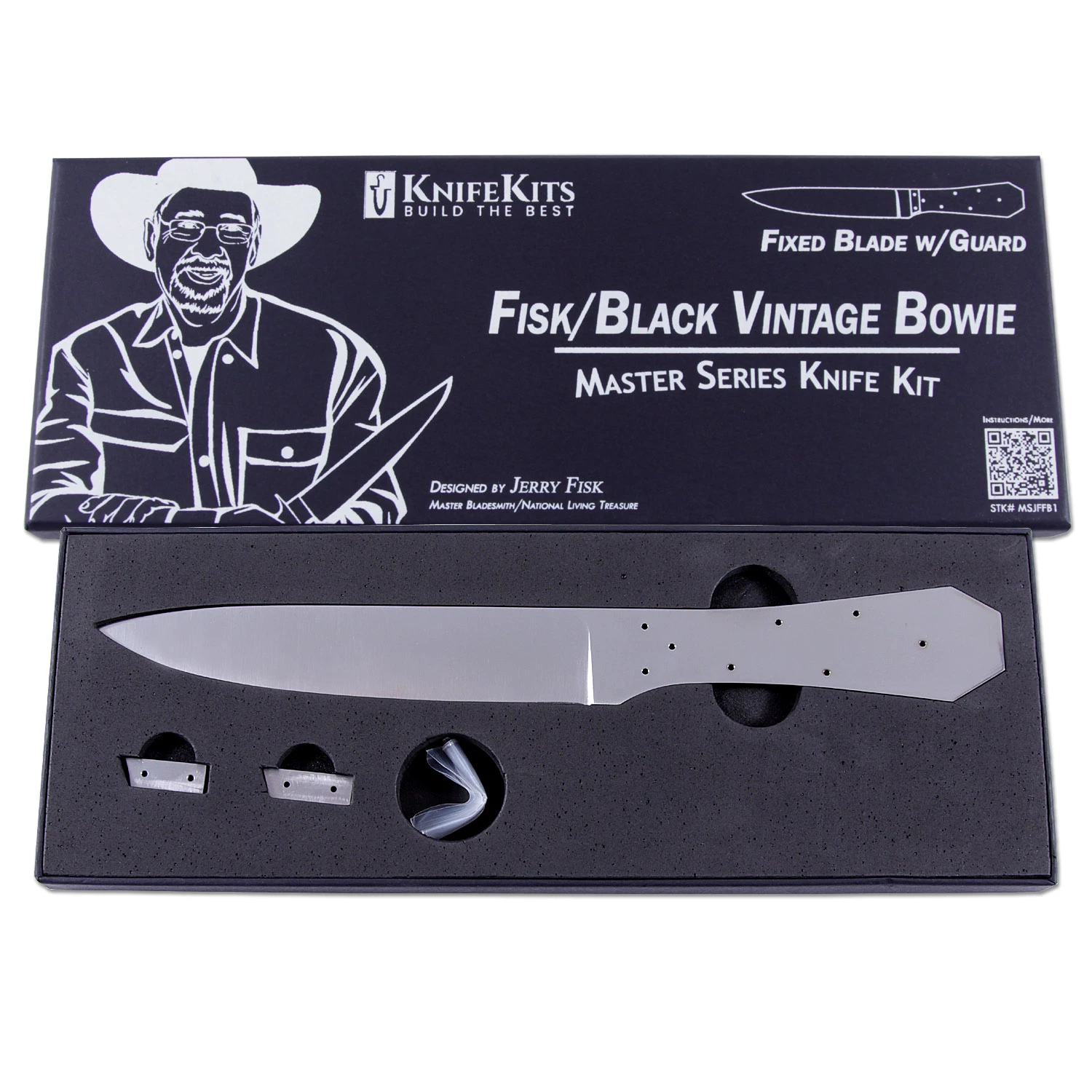 *Fisk/Black Vintage Bowie - Master Series Fixed Blade Knife Kit - W/Canarywood Scales 8 *Fisk/Black Vintage Bowie - Master Series Fixed Blade Knife Kit - W/Canarywood Scales - Image 6