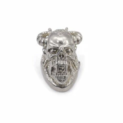 Pommel - Skull With Horns - Nickel Silver