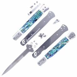 Knife Kits Sales Shop 29 STX10 Knife Kit - Dual Bearing Flipper Design - DIY Parts Kit W/Abalone Pearl Handles